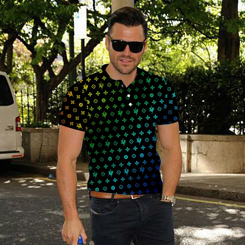 Рубашка-поло Мужская Новая летняя брендовая с отложным воротником