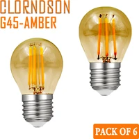 pack of 6 dimmable g45 amber golf ball bulbs 2w 8w led e27 e26 vintage retro110v 220v filament chandelier lighting lamp