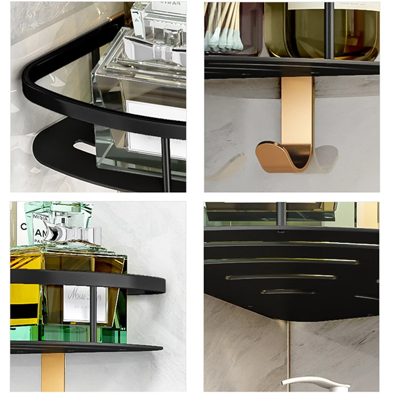 

MUSAMBAN Bathroom Shelf Toilet Vanity Triangle Towel Organizer Storage Rack Wall-mounted Shampoo Holder Bathroom Accessories Set