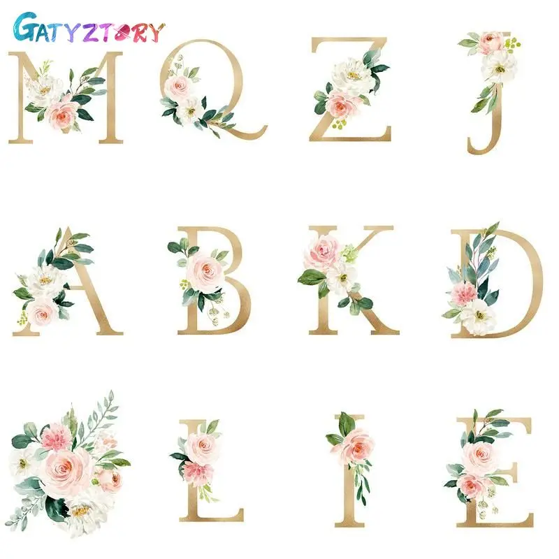 

GATYZTORY 60x75cm Paint By Numbers For Adults Flower Letter Picture On Canvas Coloring By Numbers Home Decor Acrylic paints