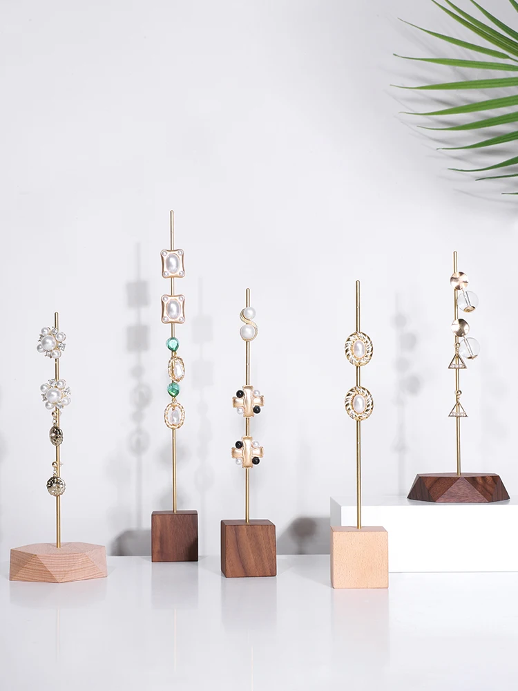 

New Fashion Black Walnut Solid Wood Beech Solid Wood Stand Up Earrings Display Holder Stud Earrings Display Rack Jewelry Display