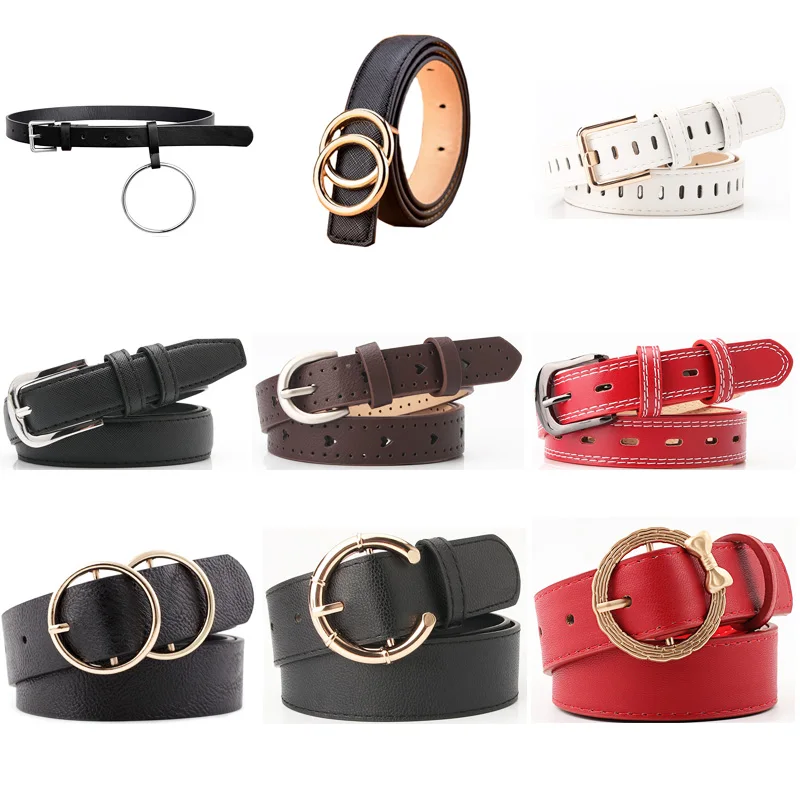 Модный женский ремень Повседневный Круглый с пряжкой джинсовый деловой
