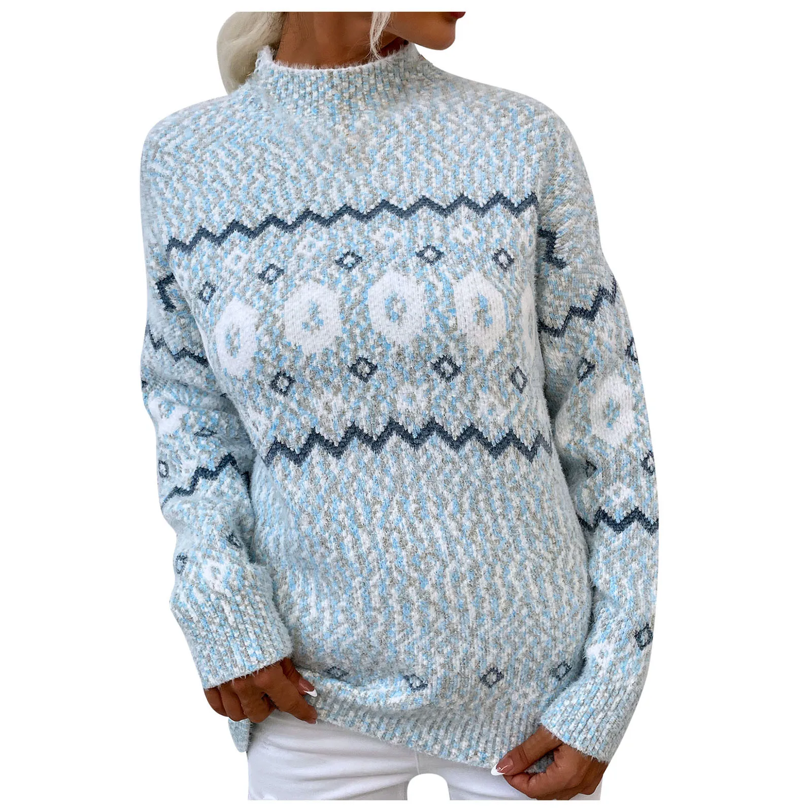 Женский свободный пуловер с длинными рукавами Повседневный оранжевого цвета в