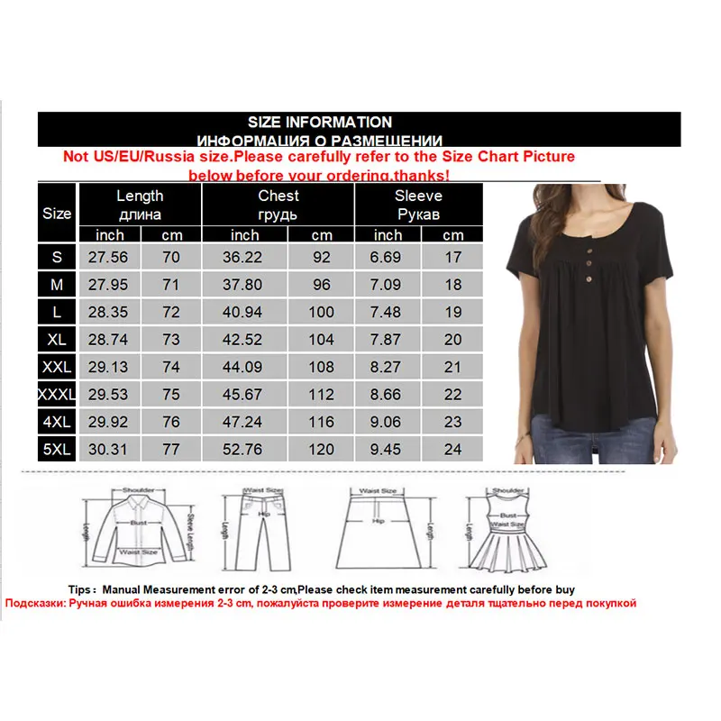 

2021 Women's T-shirts Fashion Casual Soild V-Neck Button Loose Short-sleeved T-shirt Tunic Pullover Tops Mujer Plus Size