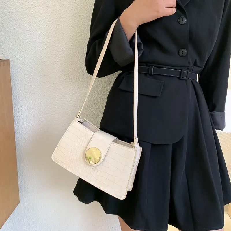 

Crocodile pattern PU Handbag Purse Women Elegant Chain Shoulder Crossbody Bag Popular Simple Female Daily Bag Shoulder Bag