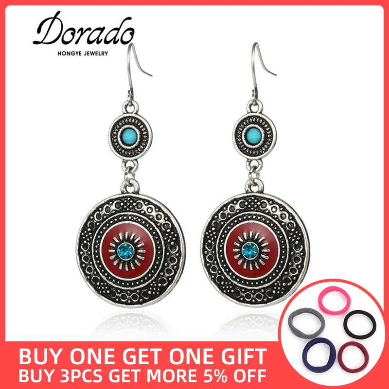 Женские Длинные круглые серьги подвески Винтажные из сплава в стиле ретро