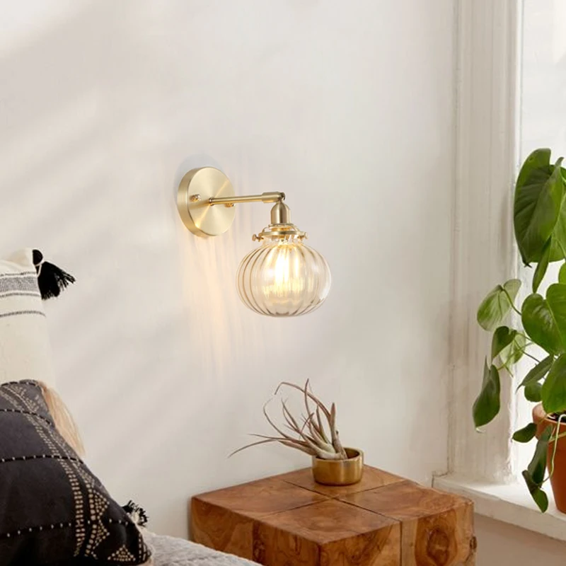 Настенная лампа в скандинавском стиле медный светодиодный настенный золотистый