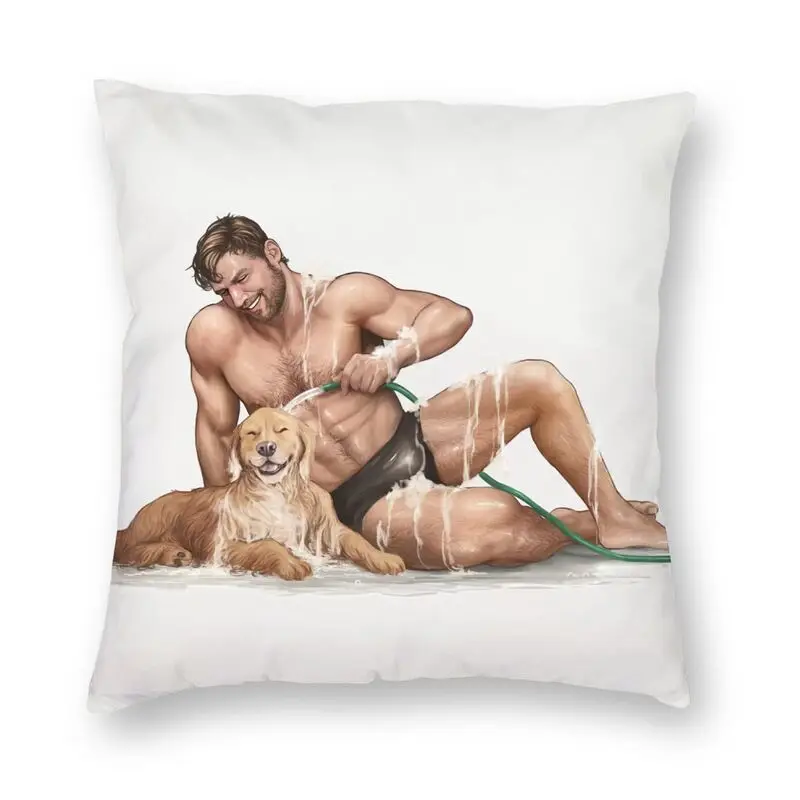 

Handsome Sexy Male Boy Guy Gay Art Pillow Covers Home Decorative Cute Tempting Muscle Man Outdoor Cushions Square Pillowcase