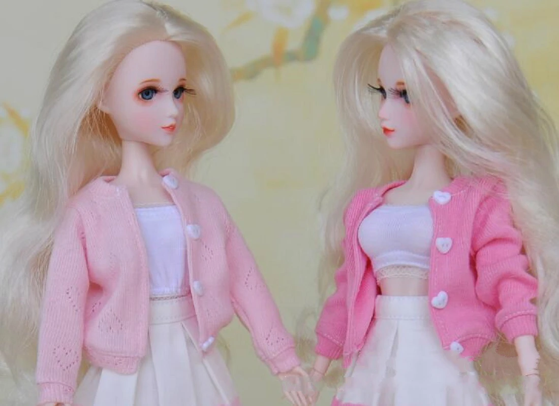 

BJD Doll Accessories Colthes Pink Sweater White Tie White Short Skirt Pink Clothes Set For 1/6 BJD Doll Gift For Girls