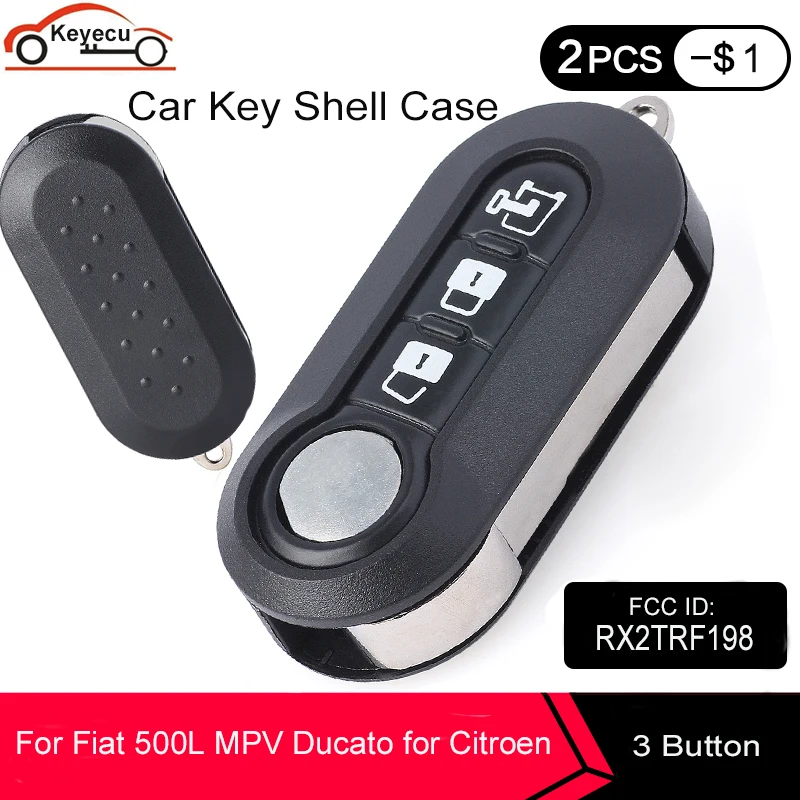 

Чехол для выкидного ключа KEYECU, чехол с 3 кнопками для Fiat 500L MPV Ducato, Citroen Jumper, Peugeot Boxer FCC: RX2TRF198