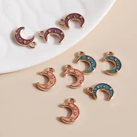 10pcs 610mm enamel crescent moon charms for necklaces pendants earrings diy 3 color star charms jewelry making accessories