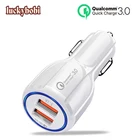 Автомобильное зарядное устройство Luckybobi с двумя USB-портами, 18 Вт, быстрая зарядка QC3.0, быстрая зарядка телефона, адаптер для iPhone 12, 11 Pro Max, 6, 7, 8, Xiaomi, Huawei