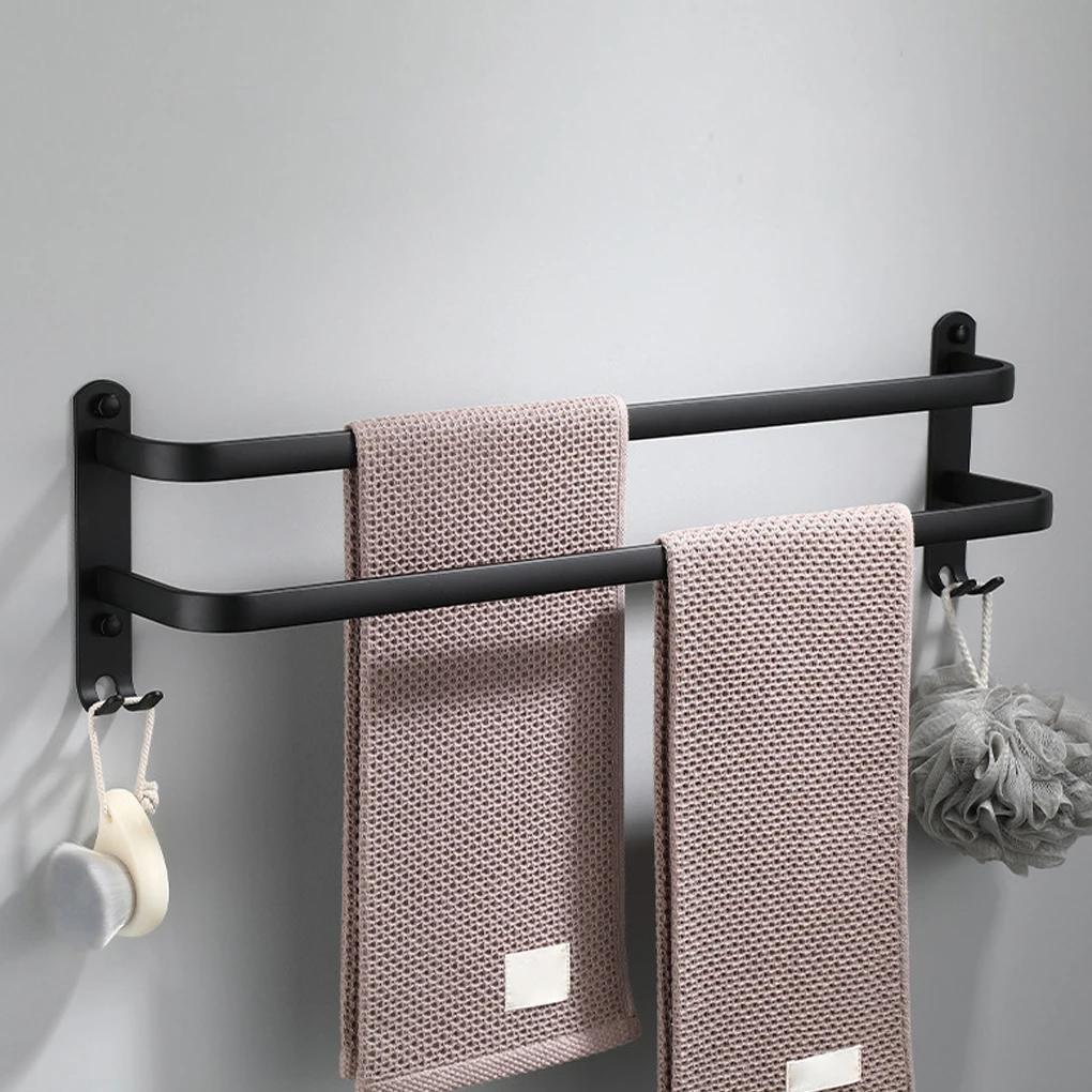 

2 Layers Bathroom Towel Rack Wall Mounted Punch-Free Towel Holder Shower Rack Bathroom Storage Shelf Home Organizer Accessories