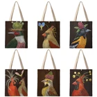 Картина маслом корона рисунок Птицы Холст сумка через плечо женская сумка для покупок ins школьная Мода 2020 Новый AKB01255