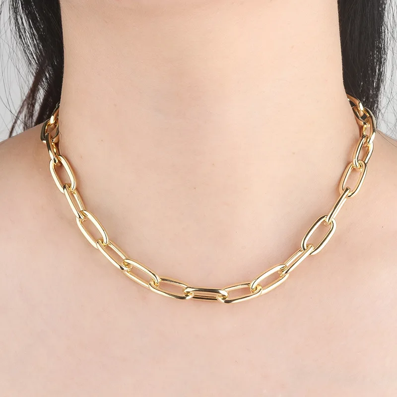 

2021 New Hot Copper Plating Gold High Quality Exaggerated Personality Clavicle Chain Thick Chain Fashion Necklace
