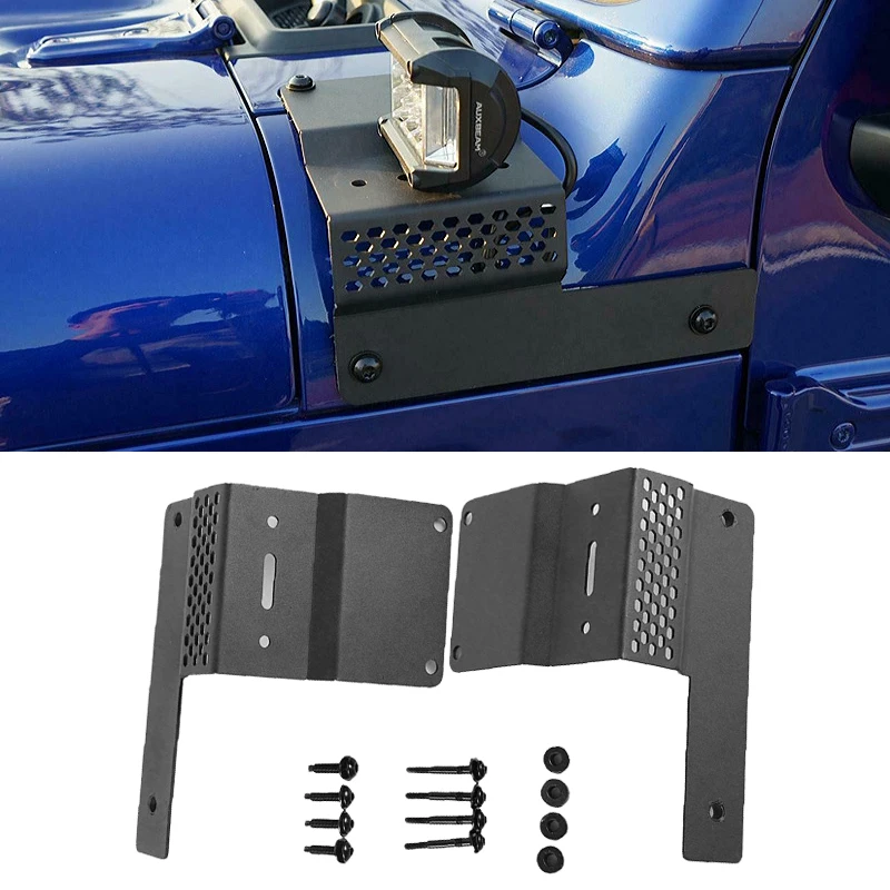 

2 шт. автомобильный стальной капот светодиодный прожектор бар А-столб Modificat монтажные кронштейны подходят для Jeep Wrangler JL 2018 2019 2020 кронштейны д...