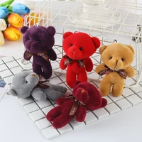 5pcs 12cm a tie plush toy teddy bear doll pendant keychain pp cotton soft stuffed bears toy doll toy gifts m057