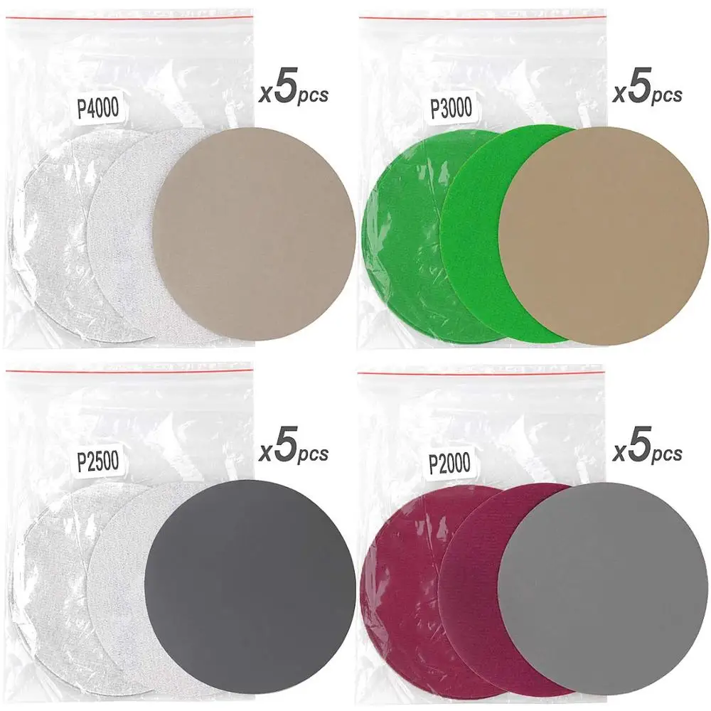 

35PCS 5 Inch Dry & Wet Sanding Disc Round Assortment Sandpaper Grit 2000/2500/3000/4000/5000/7000/10000 Hook Loop Abrasive Paper