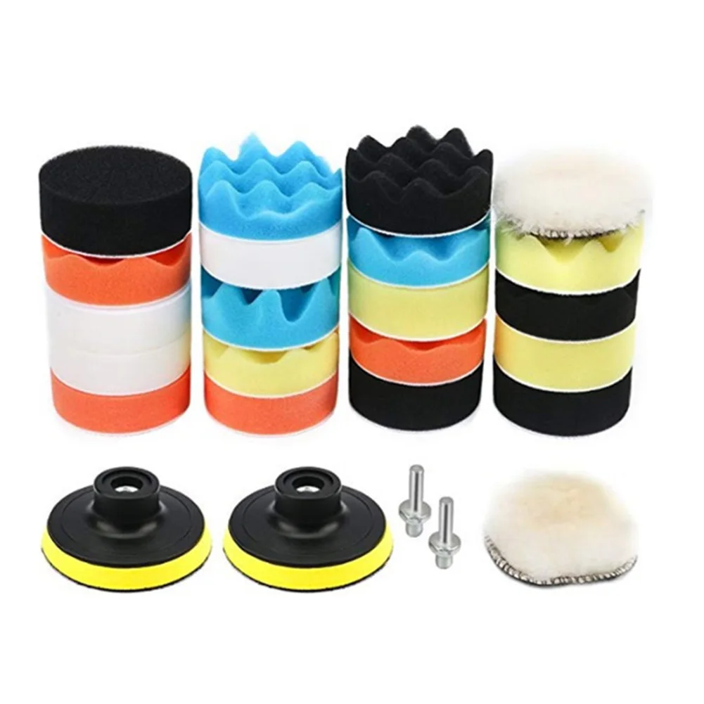 

25pcs Buffer Pads Set Auto Parts Machine Soft Replaceable Sponge Wheel Car Polishing With Drill Adapter Universal Accessories