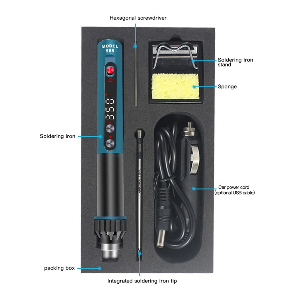 

New CXG968 Portable Electric Soldering Iron Precise Temperature Adjustment Intelligent Sleep Automatic Shutdown Quick Heating