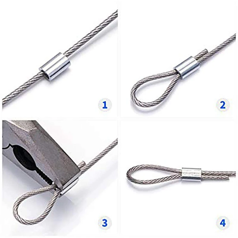 

315Pcs 8 Sizes Aluminum Crimping Loop Sleeve Double Barrel Ferrule for Wire Rope 35EC
