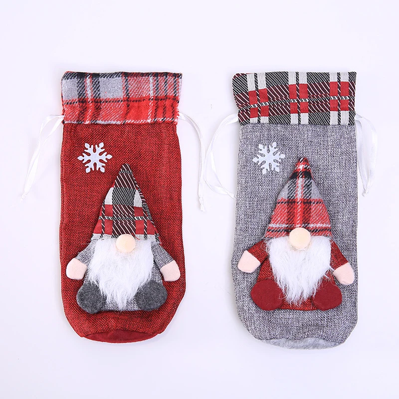 Рождественская бутылка для вина Декор комплект с крышкой Санта Клаус снеговик