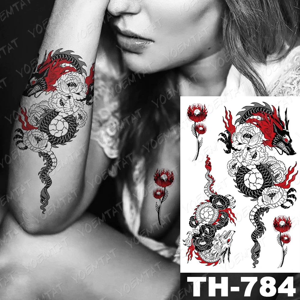 

Waterproof Temporary Tattoo Sticker Old School Fox Spell Flash Tattoos Cat Eyes Skull Body Art Arm Fake Tatoo Women Men