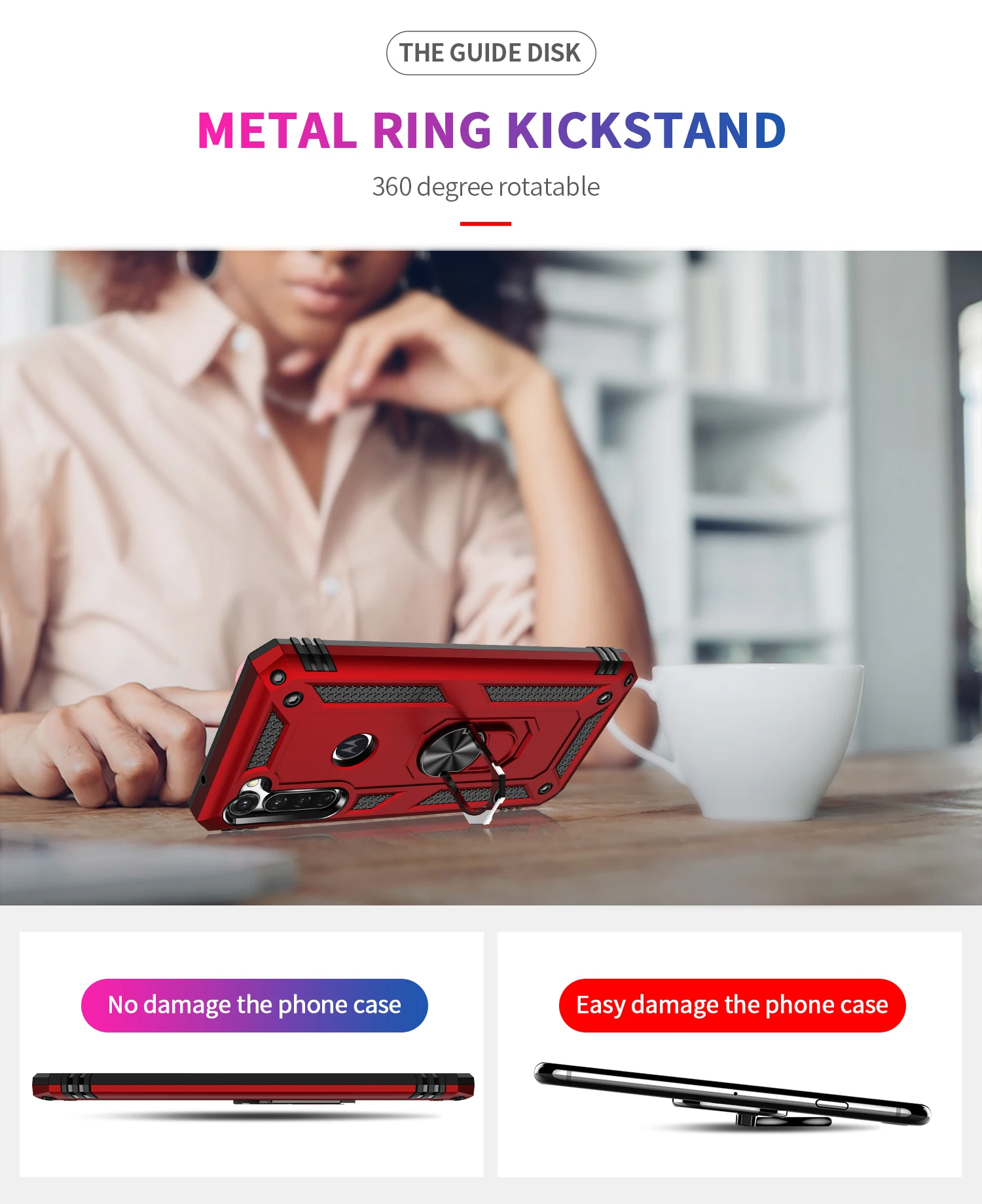 

Luxury Shockproof Anti-fall Armor With Ring Bracket Car Magnetic Heavy Protection Phone Case For Motorola G10 G30 G100 TPU Cover