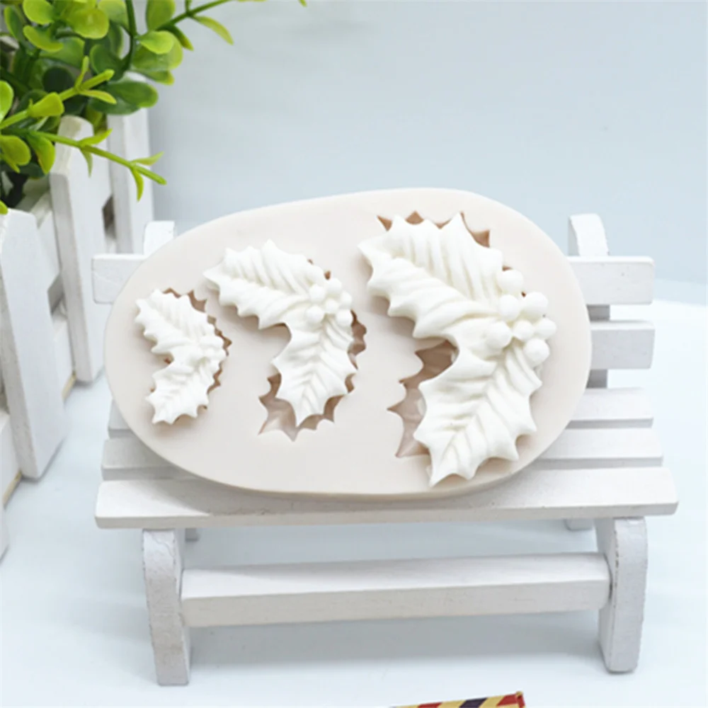 Luyou 1 шт. силиконовая резина прессформы листья Рождественского дерева Fondant