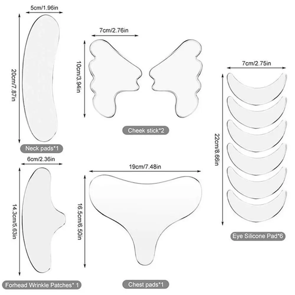 

11Pcs Reusable Silicone Removal Sticker Face Forehead Neck Eye Sticker Pad Anti Aging Skin Lifting Care Patch