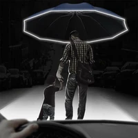 new portable automatic reverse folding umbrella high quality aluminum alloy bracket with led reflective strip flashlight