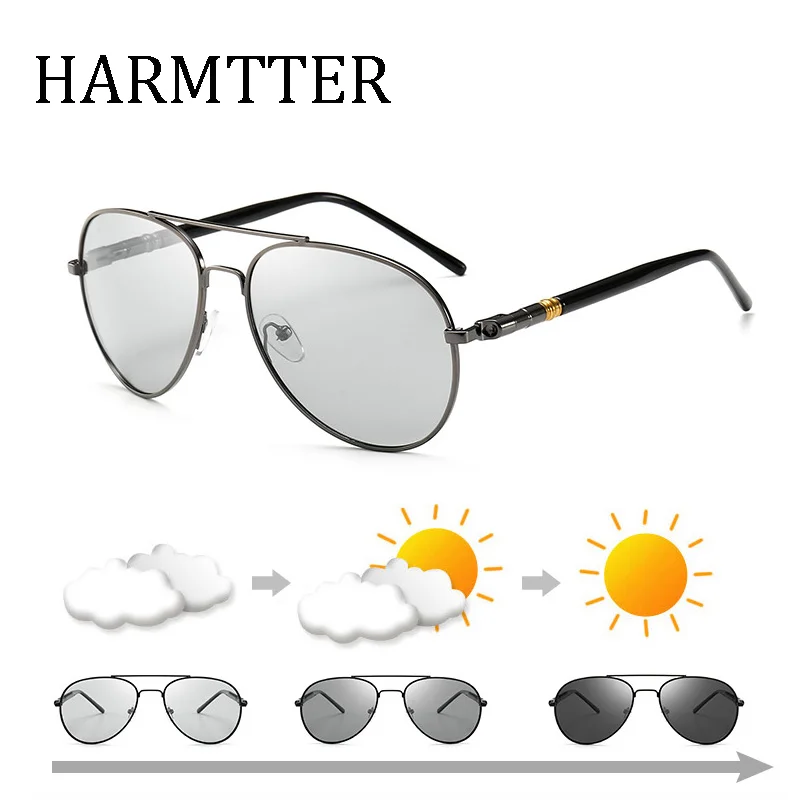 Роскошные поляризационные фотохромные солнцезащитные очки Мужская переходная