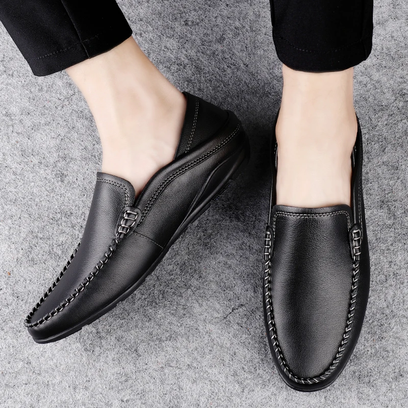 

Men Shoes Breathable Casual genuine Leather loafers Men Moccasins Tenis Masculino Brand 2020 gentlemen travel walk shoe for Men