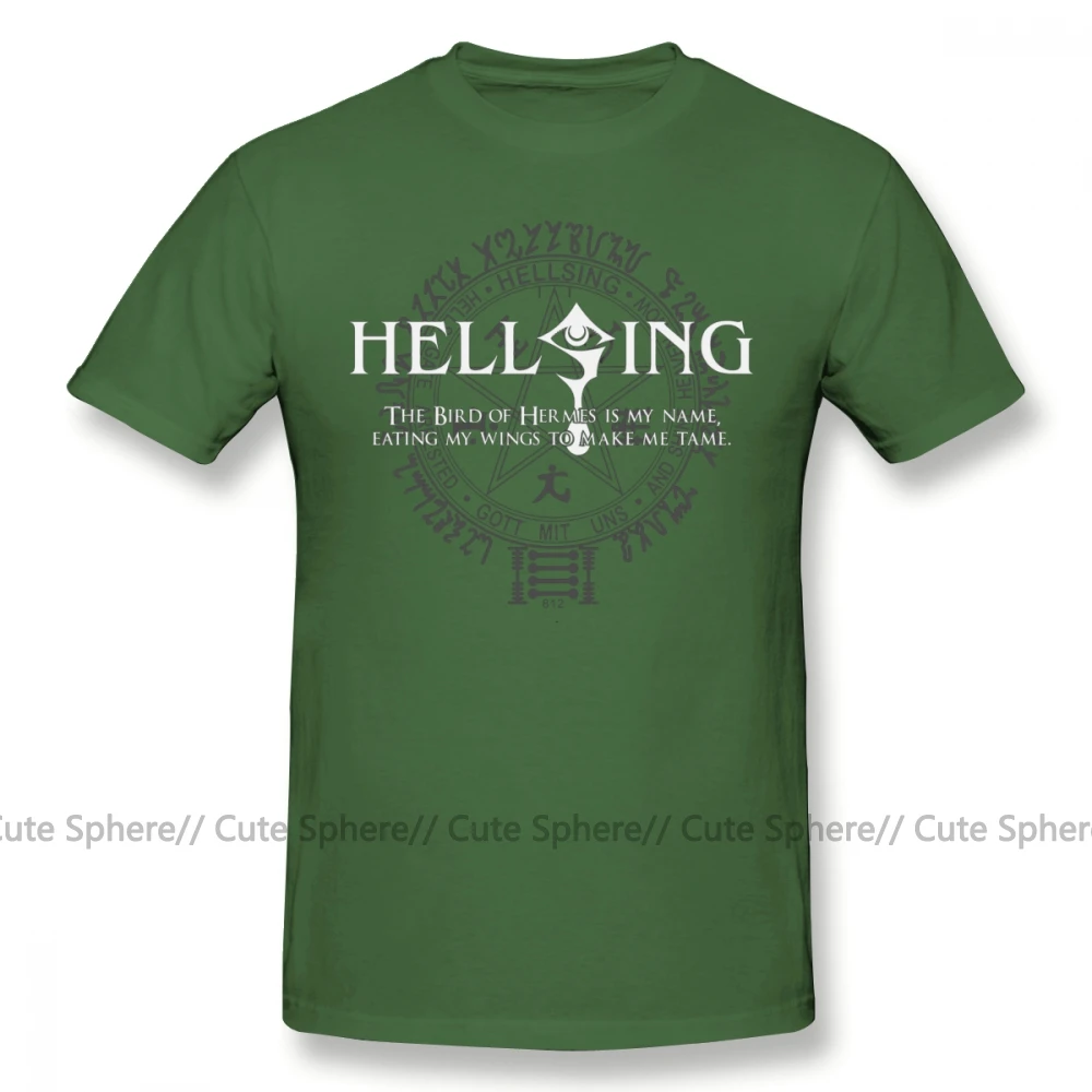 Hellsing футболка чехол для телефона больше 1 футболка с коротким рукавом мужская футболка большая 100 Хлопок Забавный принт летняя футболка - Цвет: Army Green