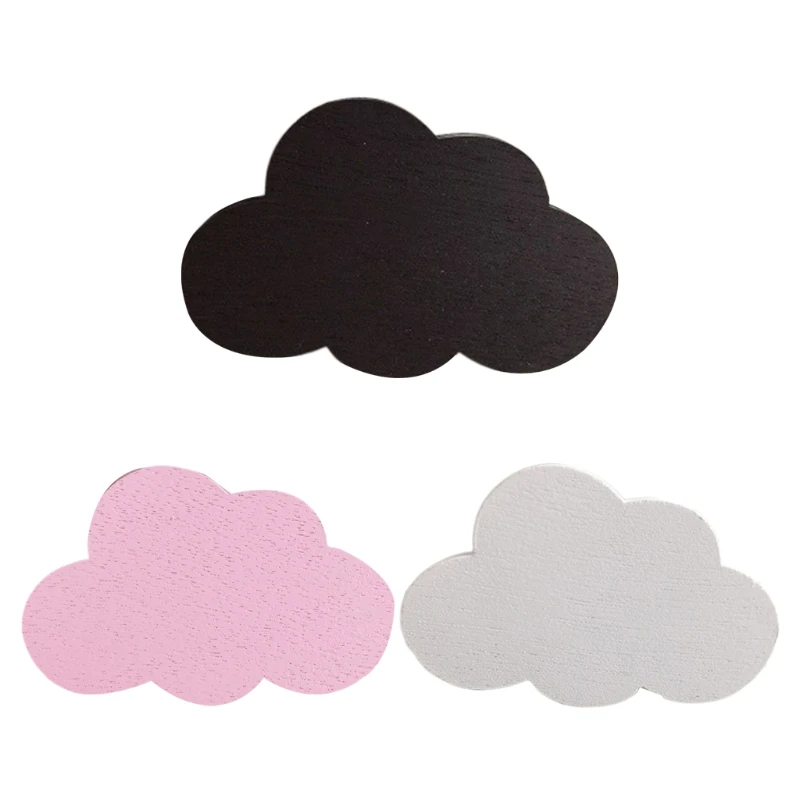 

E9LA Nordic Cute Cartoon Cloud Shape Wooden Wall Hook Kids Room DIY Coat Rack Hanger