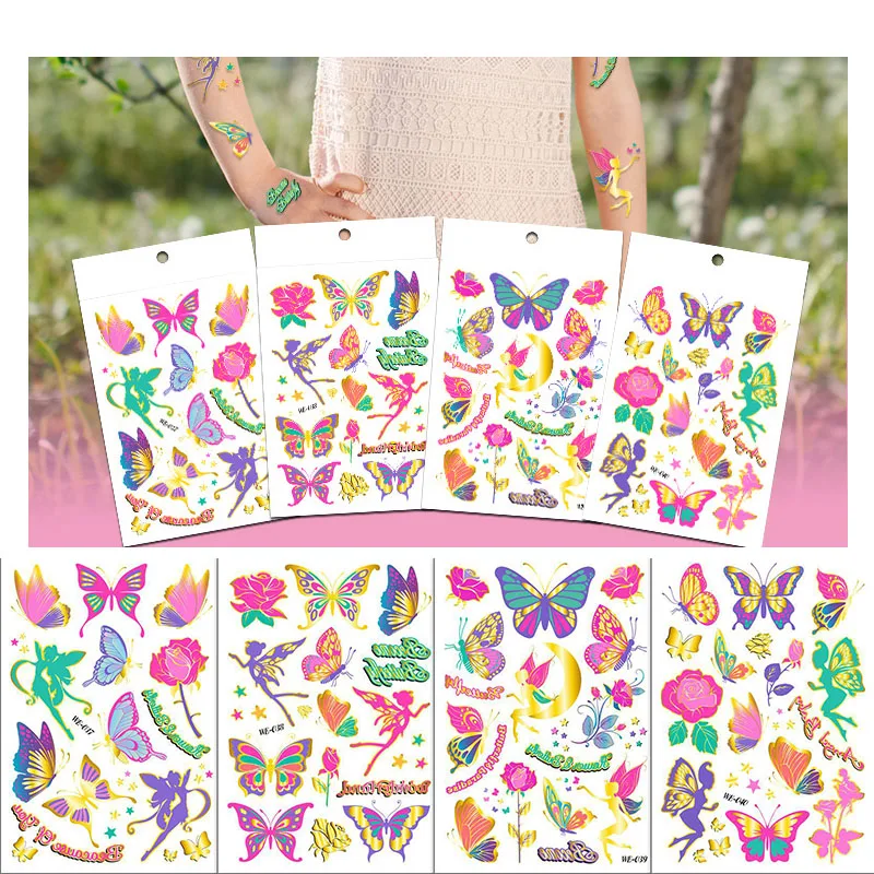 

Butterfly Stationery Tattoo Cute Kids Tattoo Sticker Waterproof Women Flow Anime Sticker Decal Pack Monarch for Children