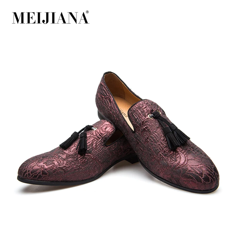 MEIJIANA ручной работы Замшевые мужские мокасины модная обувь без шнуровки Мокасины