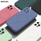 Магнитный чехол для iPhone 12, 11 Pro, 13, XS Max, 13 Mini, XR, X, 8, 7 Plus, из жидкого силикона