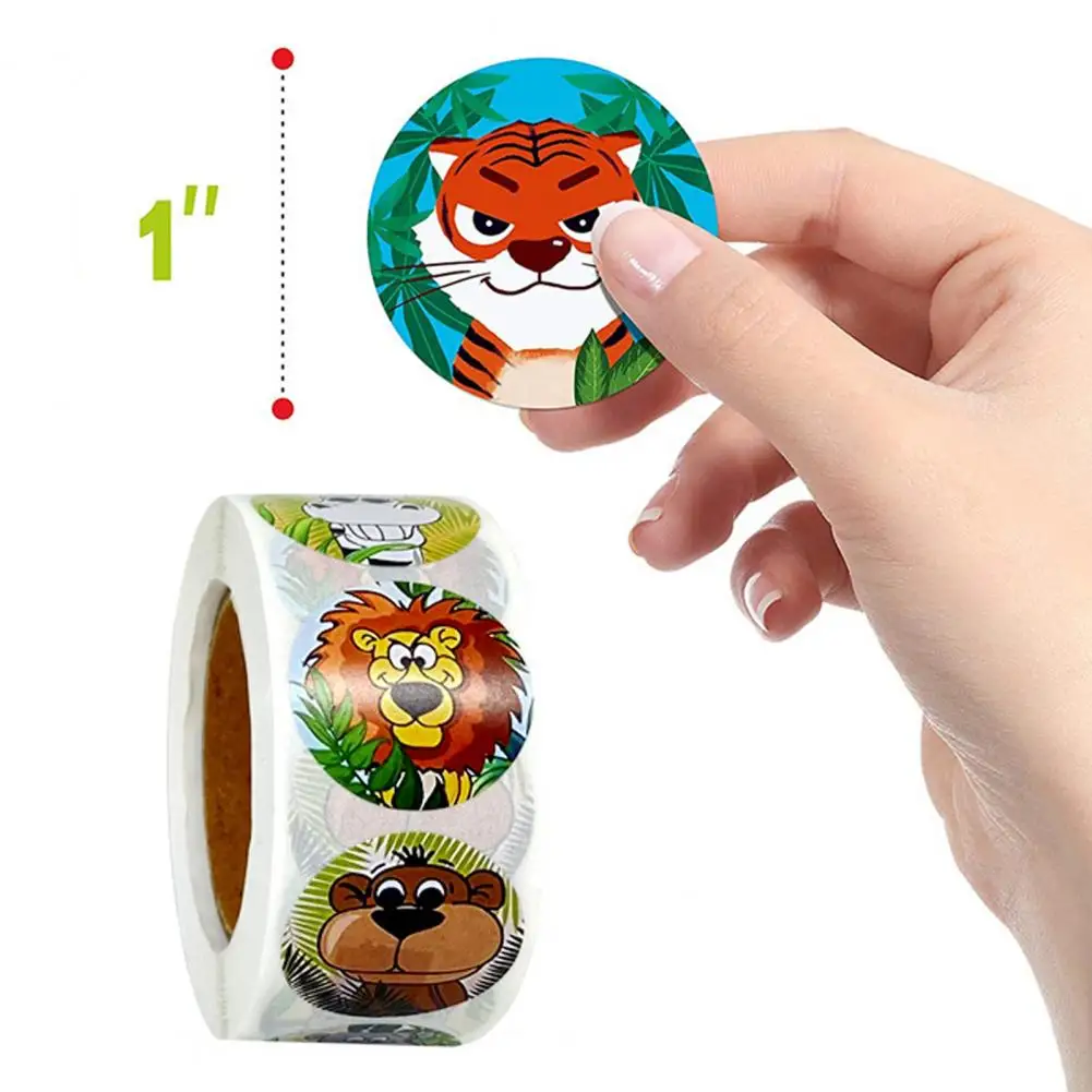 

500pcs Waterproof Cute Animal Roll Stickers Kids Reward Decals Ornament Decor 2021