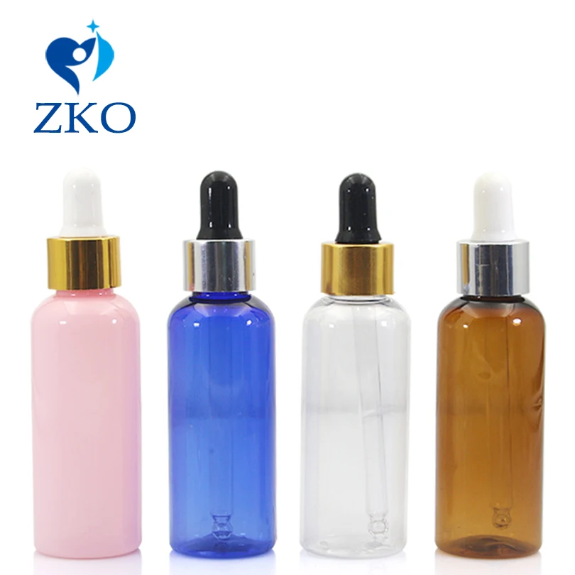 

5Pcs 50ml Empty Makeup Glass Bright lid with Glass Eye Dropper Portable Refillable Bottle Esstenial Oil Liquid Container