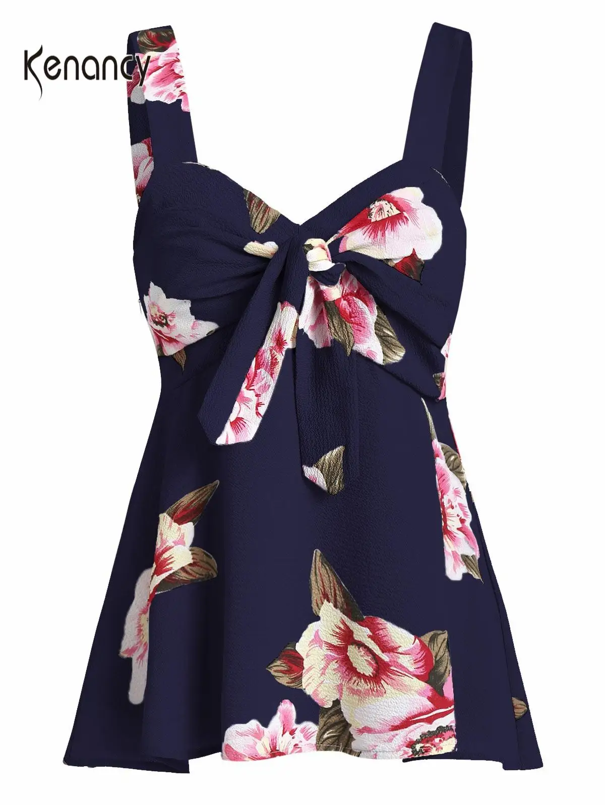 Женский топ на бретельках Kenancy Пляжная пляжная шифоновая блузка с бантом и