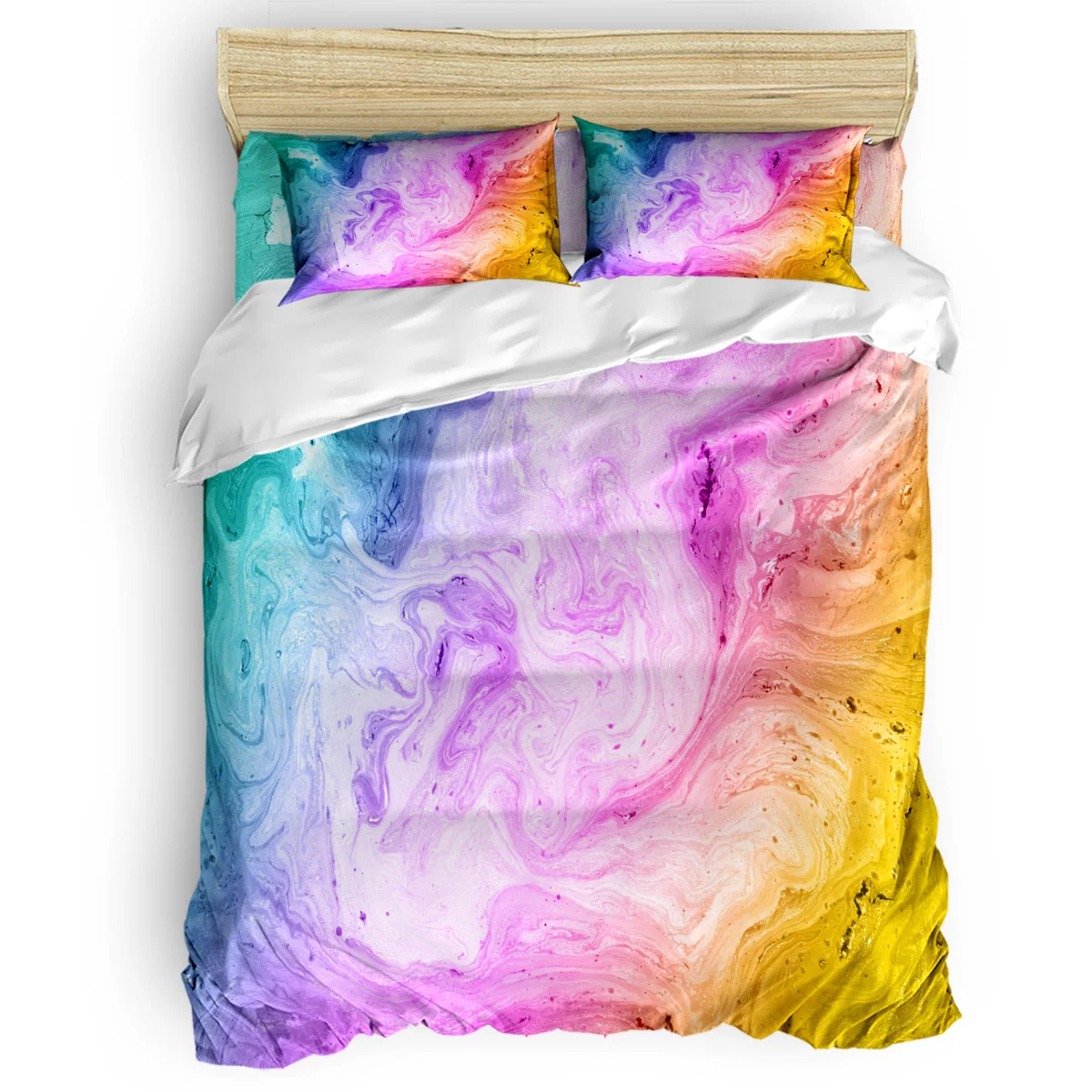 Комплект постельного белья с красочным мраморным узором 4 шт.|Комплекты белья| |