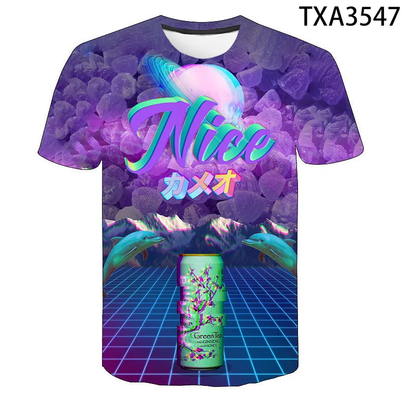 

Новинка 2021, летняя модная футболка с 3D принтом Vaporwave для мужчин и женщин, детская повседневная Уличная одежда, крутая футболка для мальчиков ...