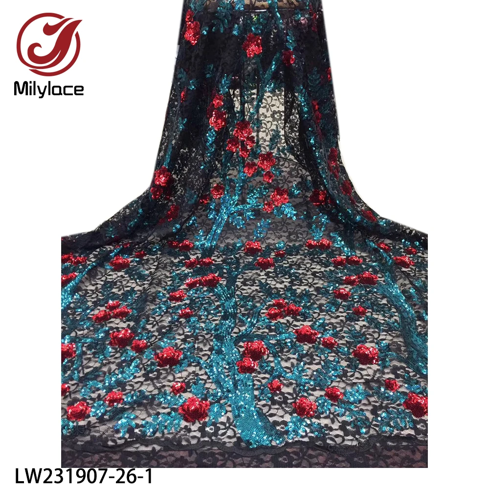 

Африканская сетчатая Кружевная Ткань 5 ярдов, изящные блестки, кружевная вышитая ткань для нигерийских свадебных фотографий