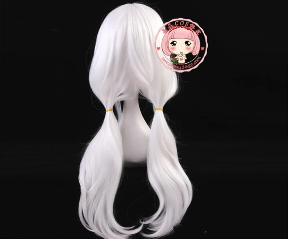 Белые волнистые длинные 70 см синтетические волосы Danganronpa V3 Angie Yonaga Anjii Аниме