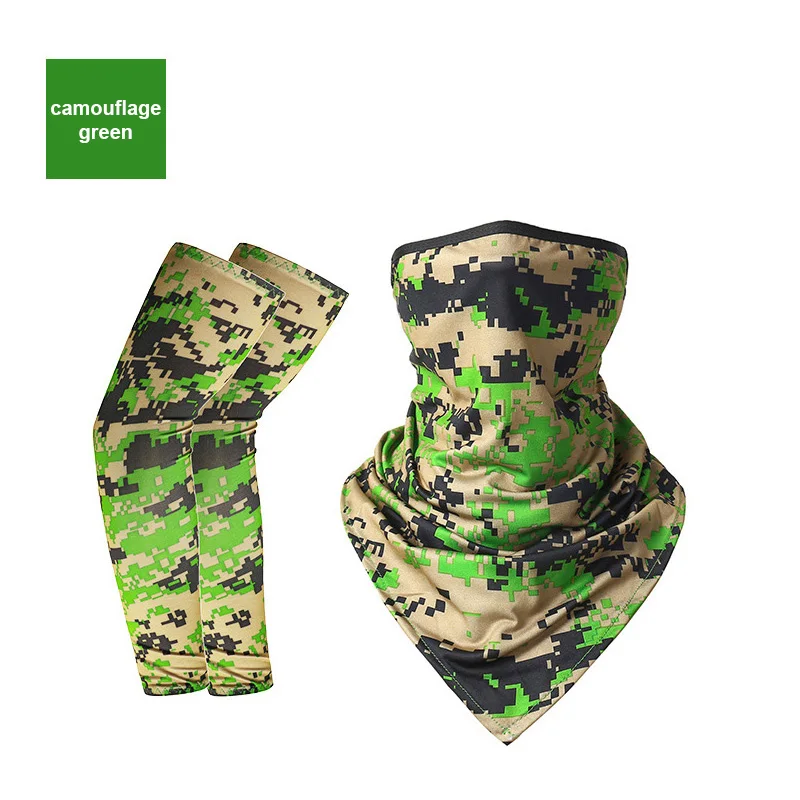 

Sunscreen Ice Silk Sleeves Printed Arm Guard Sunscreen Face Neck Combo Set Outdoor Sport Cycling Hiking 2021 Summer 15 Colors