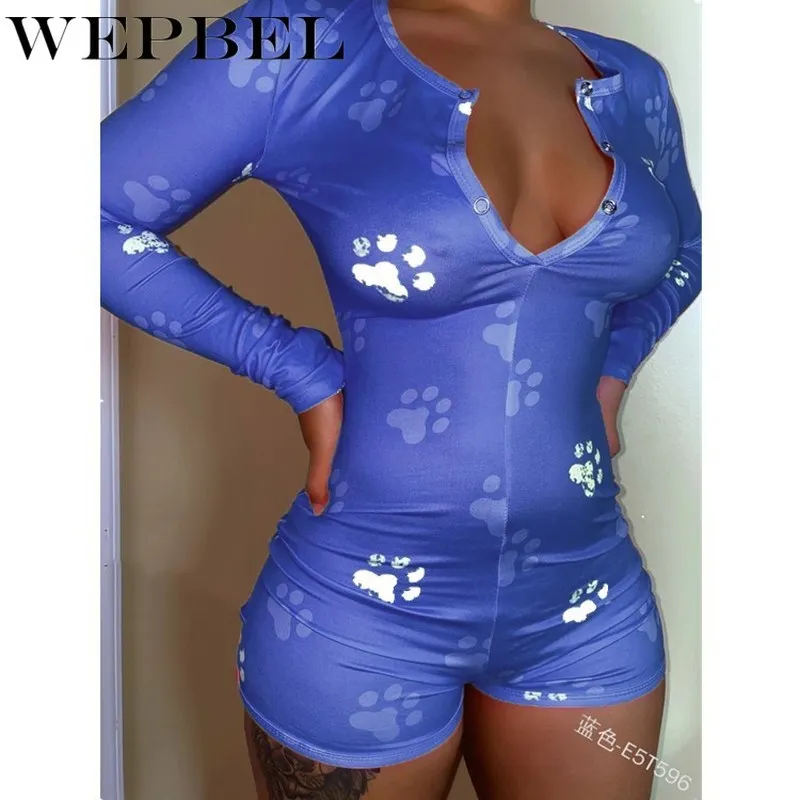 

Mandylandy Women Button Bodycon Playsuit Skinny Long Sleeve Bodysuit V Neck Romper One Piece Button Fitness Jumpsuit Plus Size