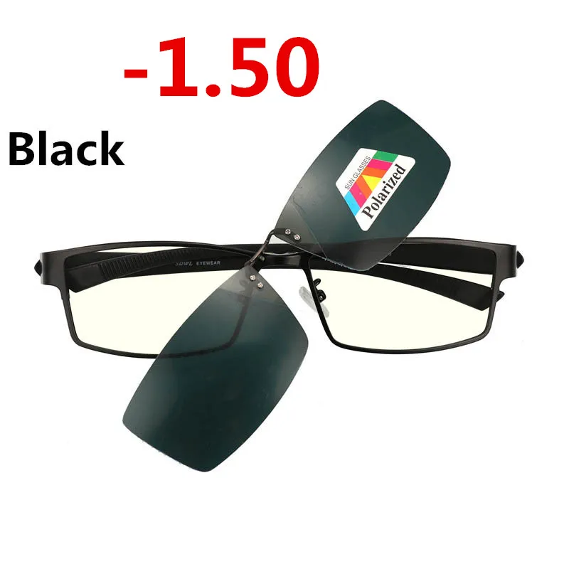 black-1.50 Клипса солнцезащитные очки из нержавеющей близорукости очки для компьютера мужские очки с прозрачными защитными стеклами очки анти синий луч Оправа очков-1,0 очки-1-2-3 - Цвет оправы: black-1.50