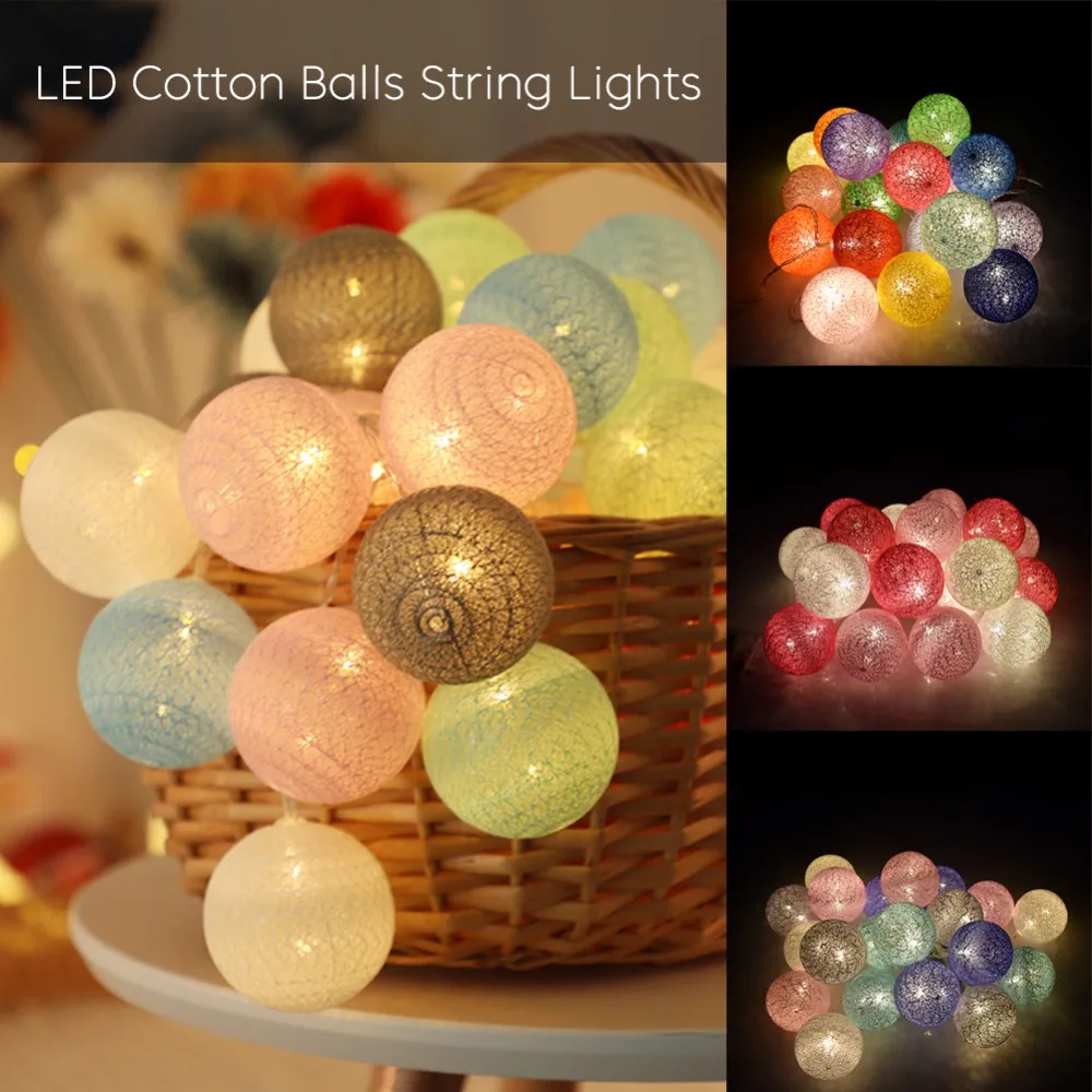 

LED Garland Cotton Balls String Lights Battery DIA 6CM 10 Cotton Ball Light Chain Fairy LED Lights Birthday Party Gifts Dropship