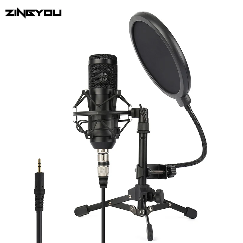 ZINGYOU Студийный микрофон для компьютера конденсаторный микрофон профессиональная подставка караоке микрофон Поп фильтр Насто льный Запись микрофон Kitc Проводной профессиональный микрофон для компьютерного штатива